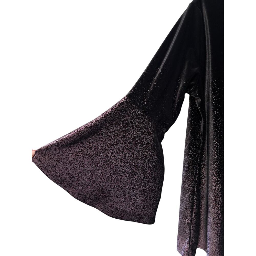Alfani Black & Purple Velvet Bell Sleeve Tunic 1X - Picture 3 of 10